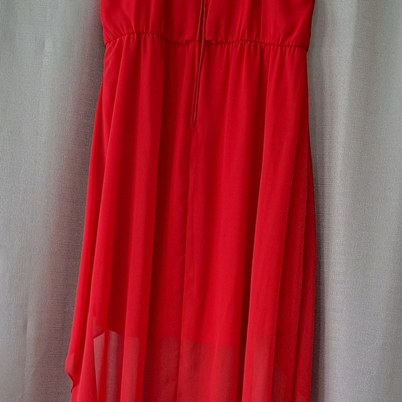 Junior Size 13/14 B. Darlin Formal Dress Tomatoe Red High Low Hem Pageant Wed - Picture 4 of 6